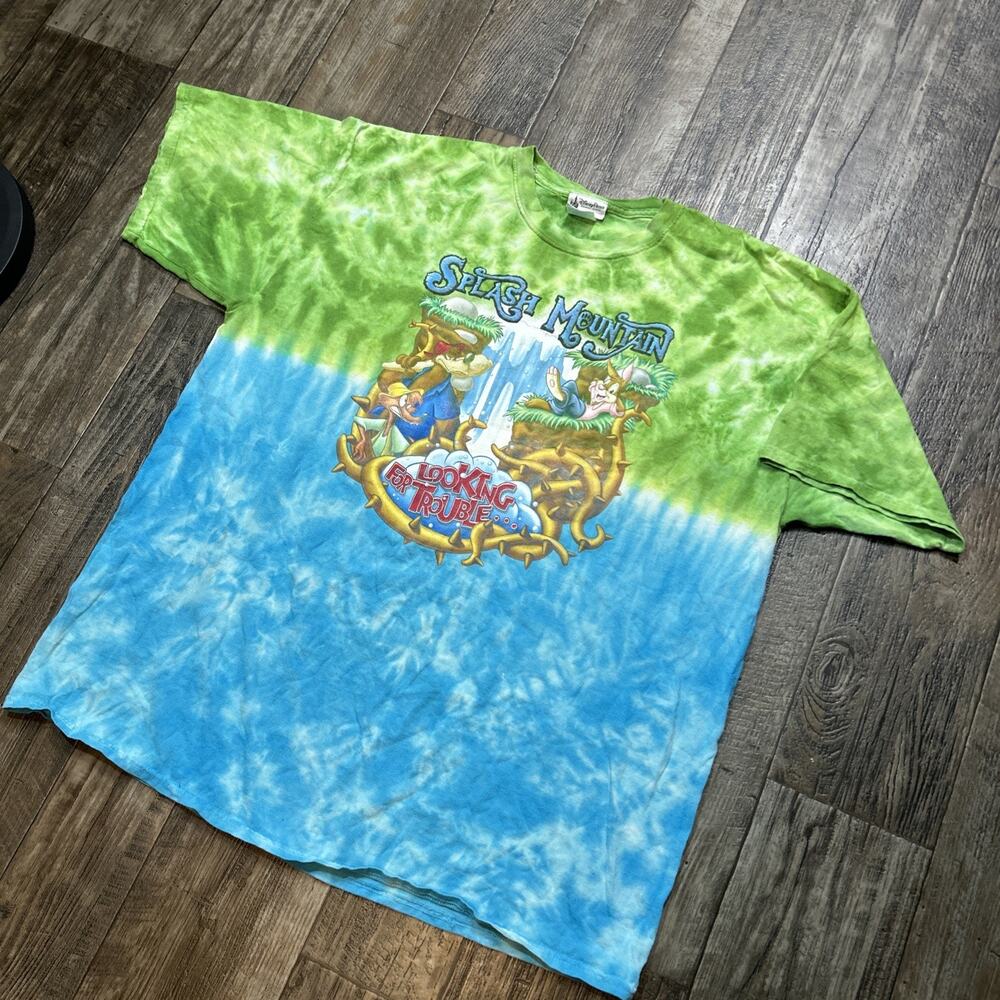 Disney Parks Splash Mountain Looking For Trouble Tie Dye Shirt 2XL Blue Green
